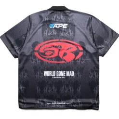 A Bathing Ape Flame Pattern Half Zip Polo Shirt