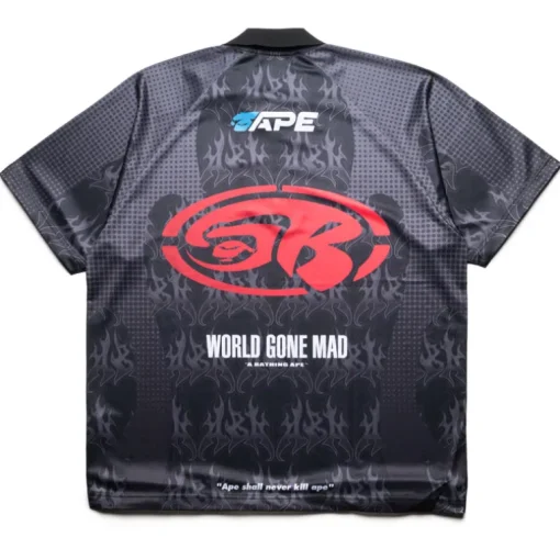 A Bathing Ape Flame Pattern Half Zip Polo Shirt