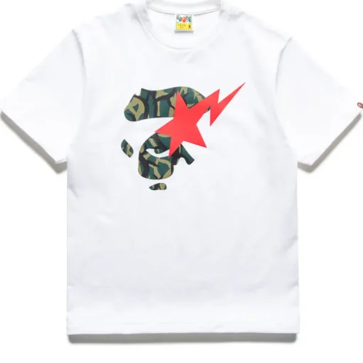 A Bathing Ape Trail Camo Ape Face Sta Tee