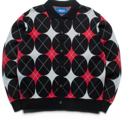 Awake NY Argyle Knit Collared Cardigan