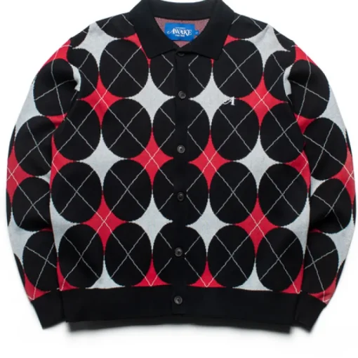Awake NY Argyle Knit Collared Cardigan
