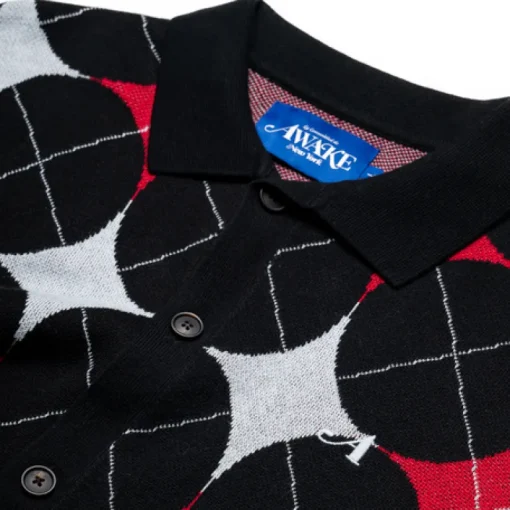 Awake NY Argyle Knit Collared Cardigan