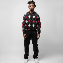 Awake NY Argyle Knit Collared Cardigan