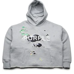 Purple Brand Distressed Cropped Hoodie