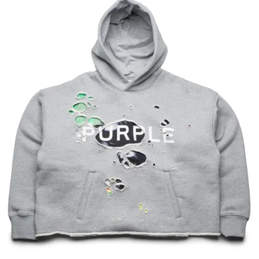 Purple Brand Distressed Cropped Hoodie