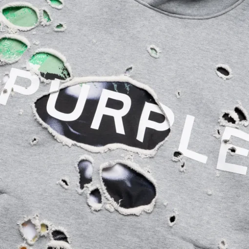 Purple Brand Distressed Cropped Hoodie