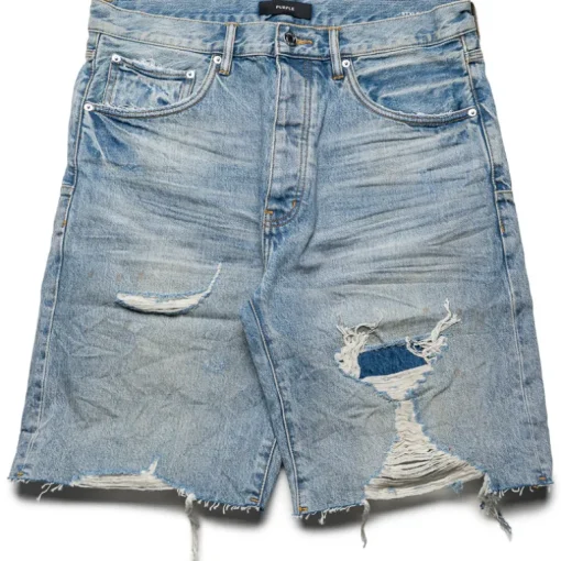 Purple Brand Distressed Patch Denim Shorts