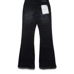 Purple Brand Low Rise Flared Leg Pintuck Flare Overdye Jean