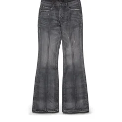 Purple Brand Low Rise Flared Leg Pintuck Coated Flare Jean