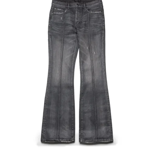 Purple Brand Low Rise Flared Leg Pintuck Coated Flare Jean