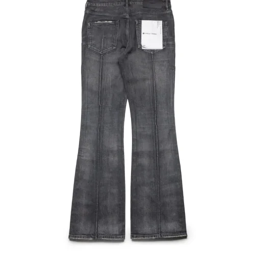 Purple Brand Low Rise Flared Leg Pintuck Coated Flare Jean