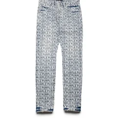 Purple Brand Low Rise Skinny Leg Wordmark Flock Jean