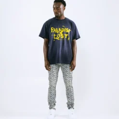 Purple Brand Low Rise Skinny Leg Wordmark Flock Jean