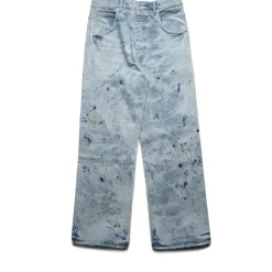 Purple Brand Mid Rise Baggy Leg Bleach Paint Embroidery Jean