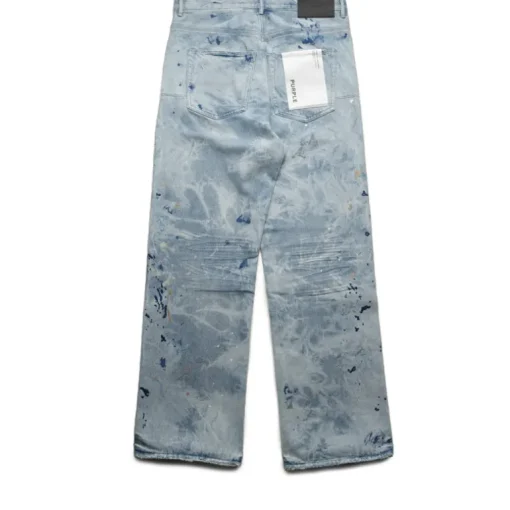 Purple Brand Mid Rise Baggy Leg Bleach Paint Embroidery Jean