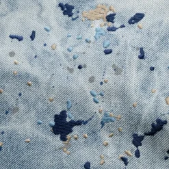 Purple Brand Mid Rise Baggy Leg Bleach Paint Embroidery Jean