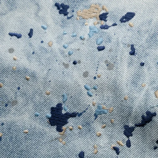 Purple Brand Mid Rise Baggy Leg Bleach Paint Embroidery Jean