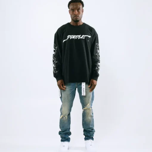 Purple Brand Textured Jersey L/S Tee