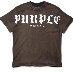 Purple Brand Worn Gothic Wordmark Overdye Tee