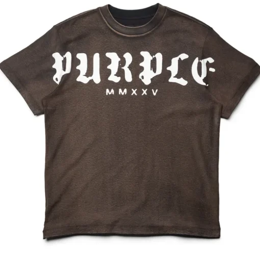 Purple Brand Worn Gothic Wordmark Overdye Tee